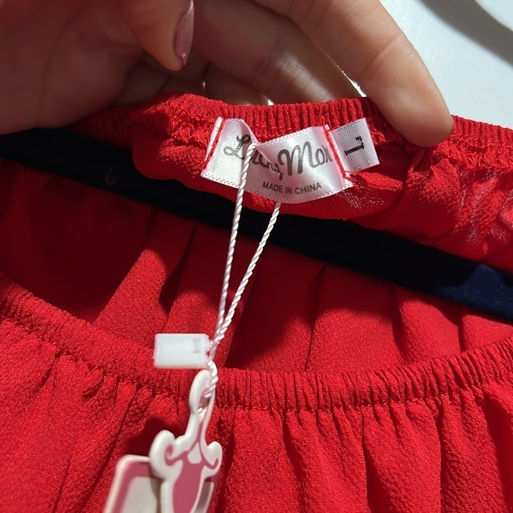 NWT Red Off-Shoulder Ruffle Top Size L - Picture 5 of 6
